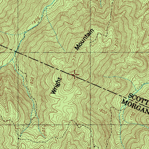 Topographic Map of Wright Mountain, TN