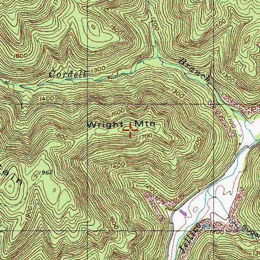 Topographic Map of Wright Mountain, TN