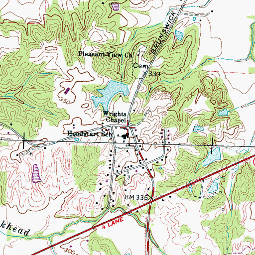 Topographic Map of Wrights Chapel, TN