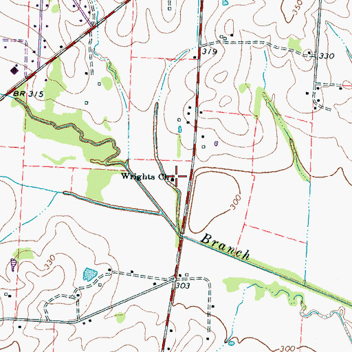 Topographic Map of Wrights Church, TN