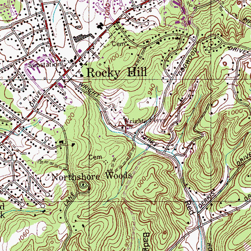 Topographic Map of Wrights Ferry Church, TN