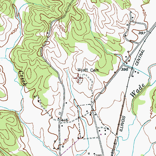 Topographic Map of Wyatt Cemetery, TN