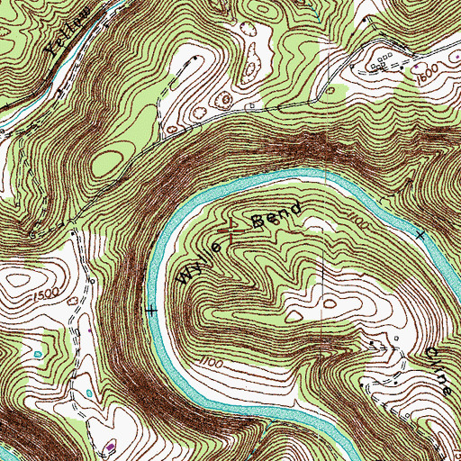 Topographic Map of Wylie Bend, TN