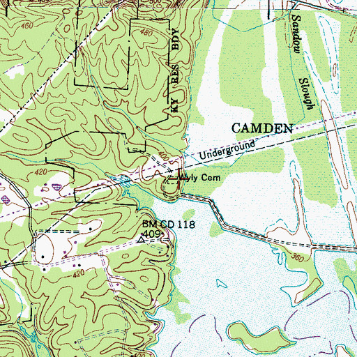 Topographic Map of Wyly Cemetery, TN