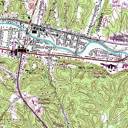 Topographic Map of Wyly Cemetery, TN