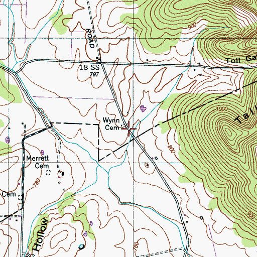 Topographic Map of Wynn Cemetery, TN