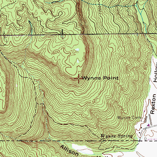 Topographic Map of Wynne Point, TN