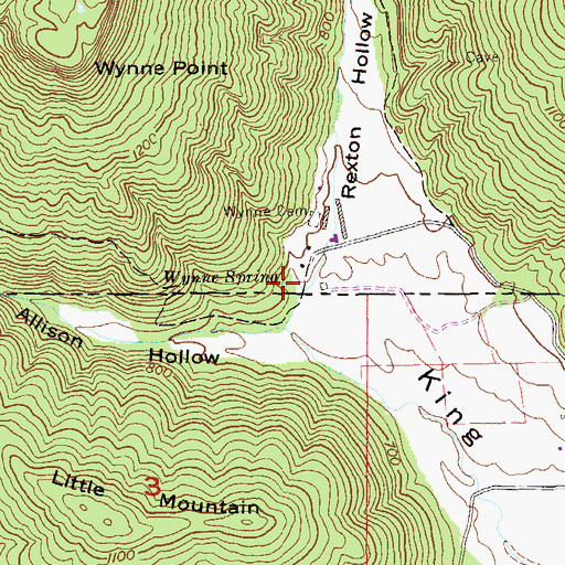 Topographic Map of Wynne Spring, TN