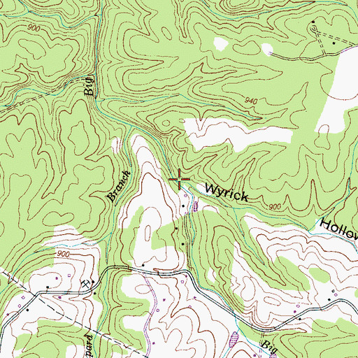 Topographic Map of Wyrick Hollow, TN