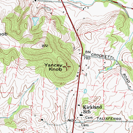 Topographic Map of Yancey Knob, TN