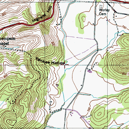 Topographic Map of Yankee Hollow, TN