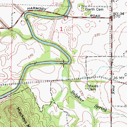 Topographic Map of Sulphur Spring Branch, AL