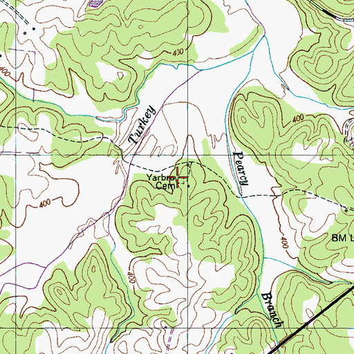 Topographic Map of Yarbro Cemetery, TN