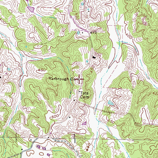 Topographic Map of Yarbrough Cemetery, TN
