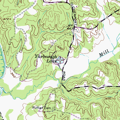 Topographic Map of Yarbrough Lake, TN