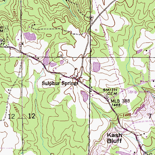 Topographic Map of Sulphur Springs, AL