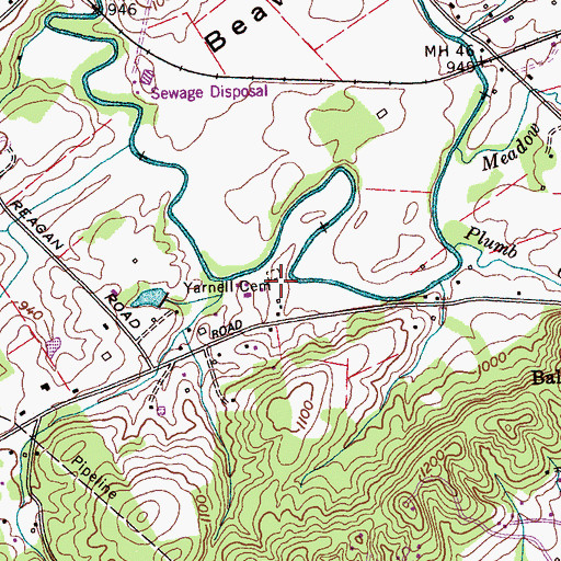 Topographic Map of Yarnell Cemetery, TN