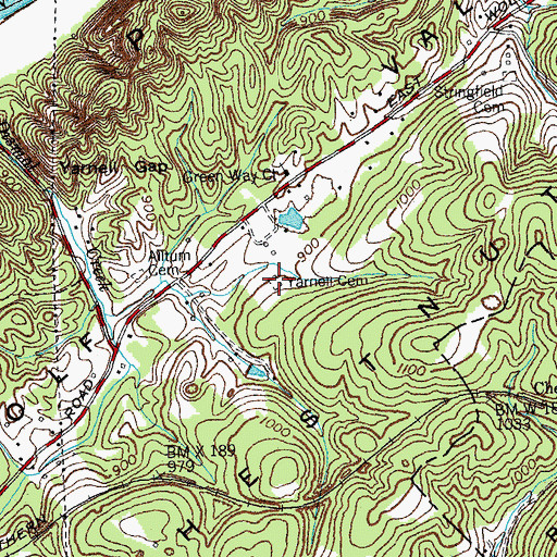 Topographic Map of Yarnell Cemetery, TN