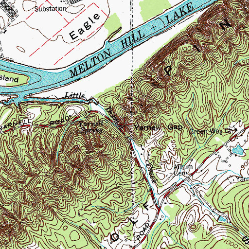 Topographic Map of Yarnell Gap, TN