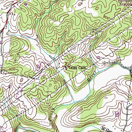 Topographic Map of Yates Cemetery, TN