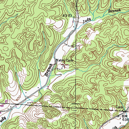 Topographic Map of Yates Cemetery, TN