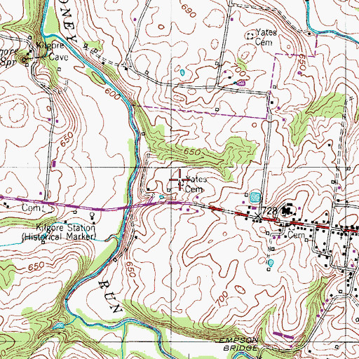 Topographic Map of Yates Cemetery, TN