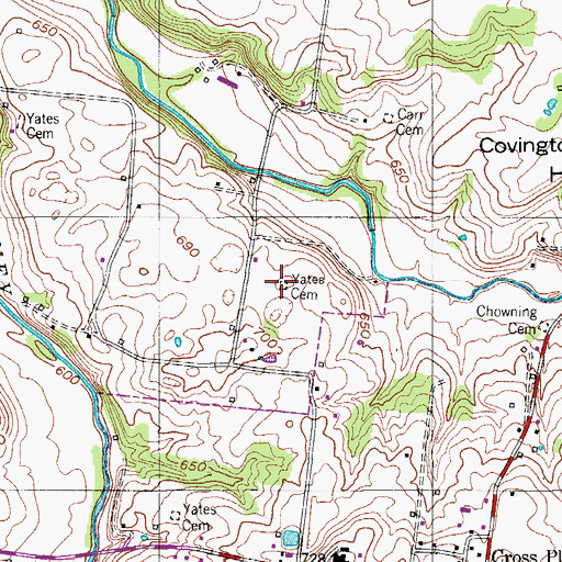 Topographic Map of Yates Cemetery, TN