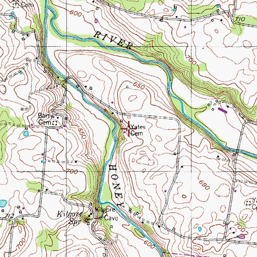Topographic Map of Yates Cemetery, TN