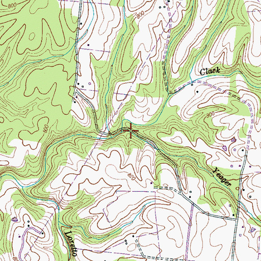 Topographic Map of Yeager Branch, TN