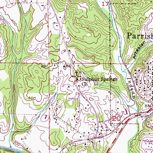 Topographic Map of Sulphur Springs Church, AL