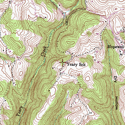 Topographic Map of Yeary School, TN
