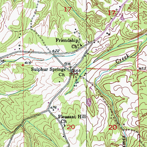Topographic Map of Sulphur Springs Church, AL