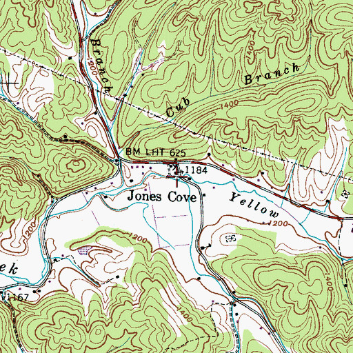 Topographic Map of Yellow Breeches Creek, TN
