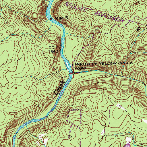 Topographic Map of Yellow Creek, TN