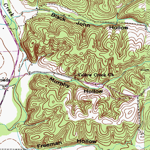 Topographic Map of Yellow Creek Church, TN