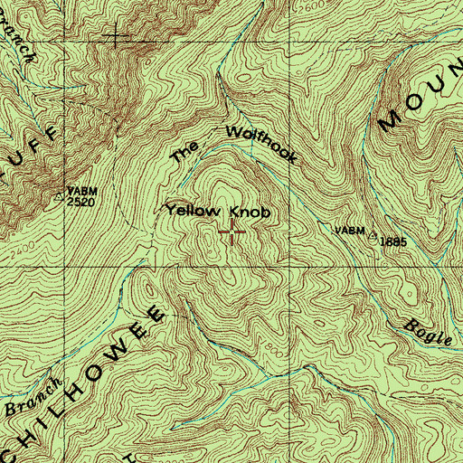 Topographic Map of Yellow Knob, TN