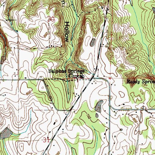 Topographic Map of Sulphur Springs Church, AL