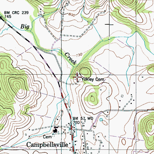 Topographic Map of Yokley Cemetery, TN
