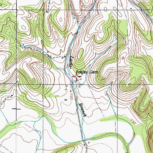 Topographic Map of Yokley Cemetery, TN