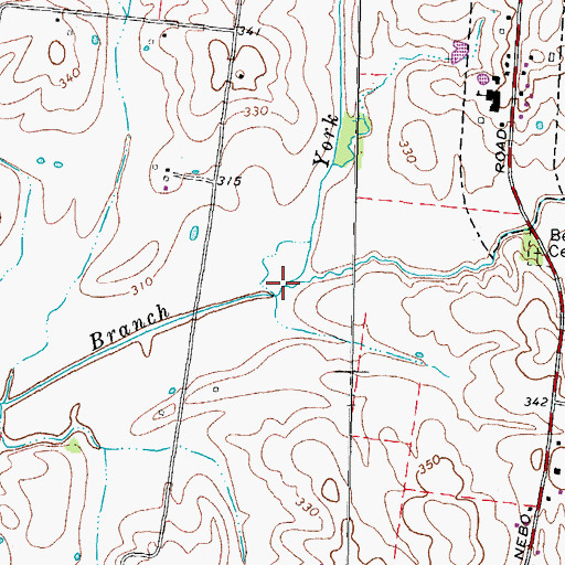 Topographic Map of York Branch, TN