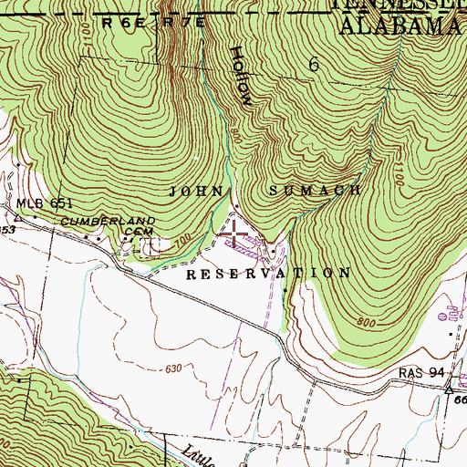 Topographic Map of Sumach Hollow, AL