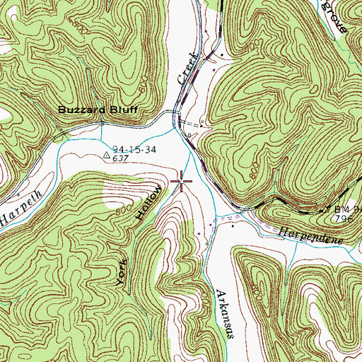Topographic Map of York Hollow, TN