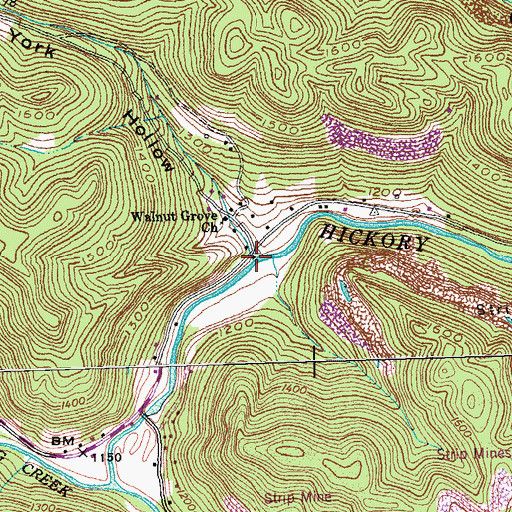 Topographic Map of York Hollow, TN