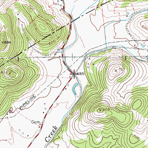 Topographic Map of Young Branch, TN