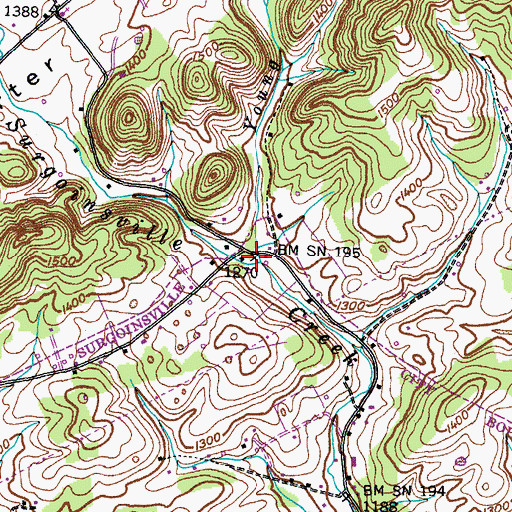 Topographic Map of Young Branch, TN
