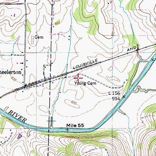 Topographic Map of Young Cemetery, TN