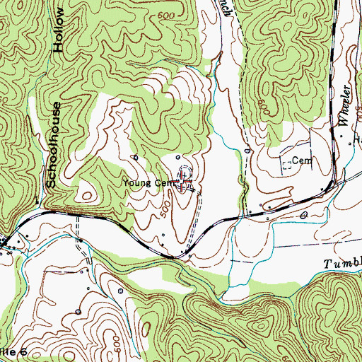 Topographic Map of Young Cemetery, TN