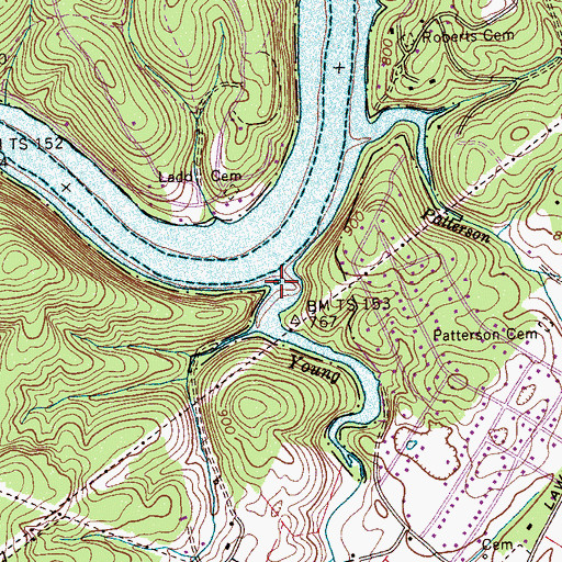 Topographic Map of Young Creek, TN