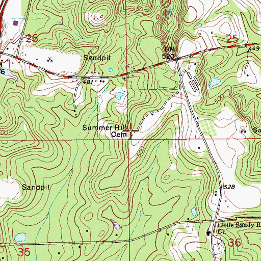 Topographic Map of Summer Hill Cemetery, AL