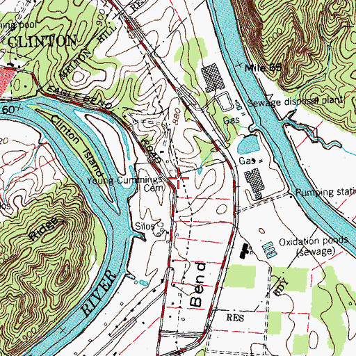 Topographic Map of Young-Cummings Cemetery, TN